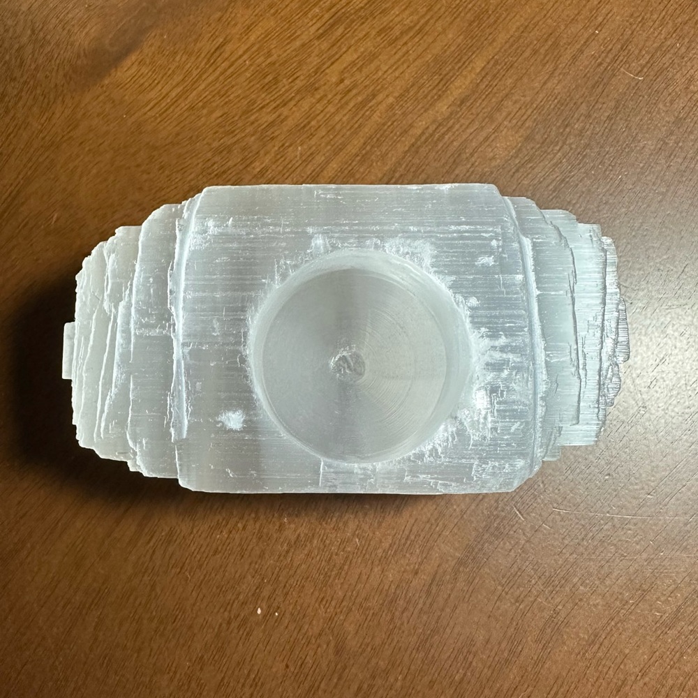 Selenite Tea Light Candle Holder..